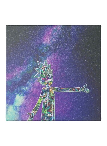 Rick And Morty Painted Canvas Wall Painting Purple/Black/Blue 50x50centimeter