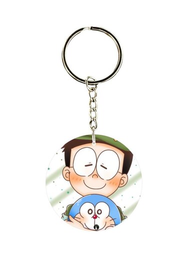 Nobita And Doraemon Printed Double Sided Keychain