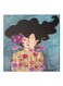 Girl And Flower Themed Canvas Painting With Frame Blue/Black/Purple 50x50cm