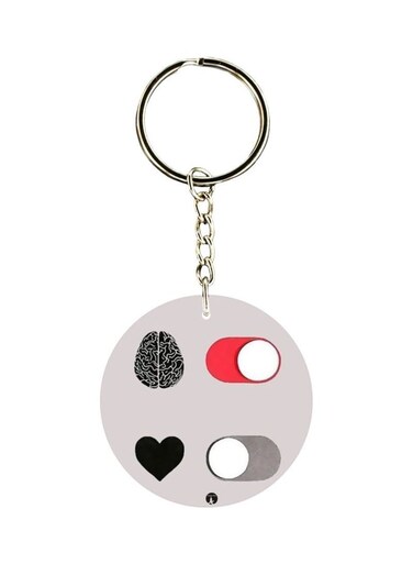Double Sided Brain And Heart Printed Keychain