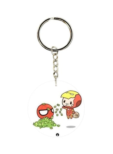 Spiderman And Ironman Printed Keychain
