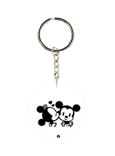 Mickey And Minnie Printed Double Sided Keychain