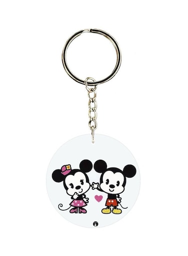 Mickey And Minnie Printed Double Sided Keychain