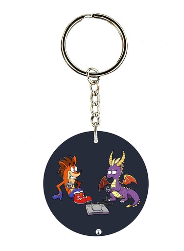 Crash And Spyro Double Side Printed Keychain