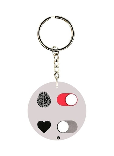 Double Sided Brain And Heart Printed Keychain
