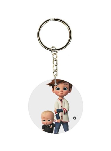 Boy And Baby Printed Double Sided Keychain