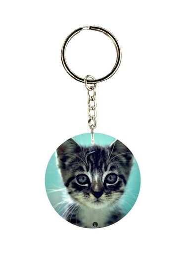 Cat Printed Plastic Keychain