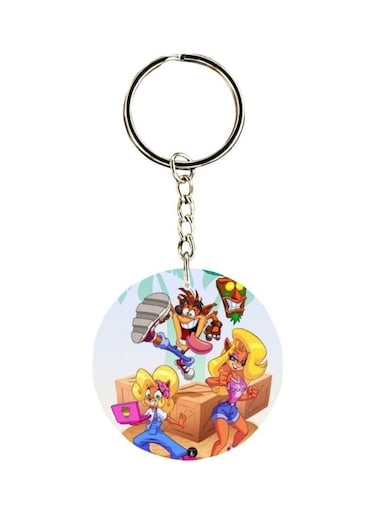 Video Game Crash Printed Plastic Keychain