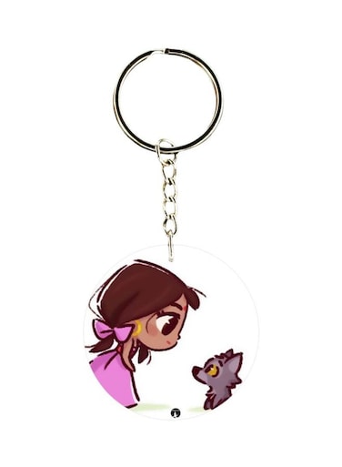 Girl Printed Plastic Keychain