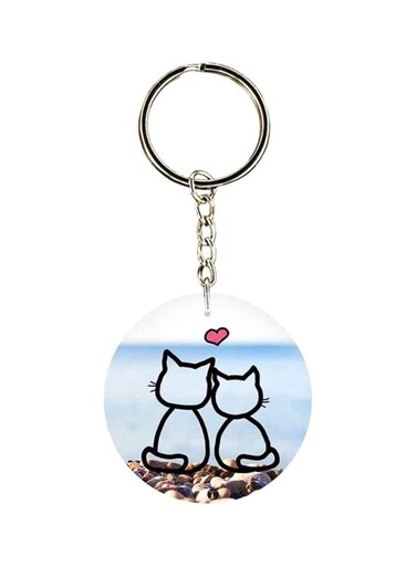 Cats Printed Plastic Keychain