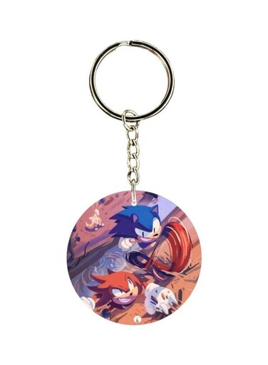 Double Sided Sonic Printed Plastic Keychain