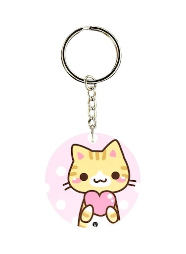 Cat Printed Plastic Keychain