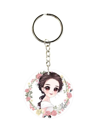 Girl Printed Plastic Keychain