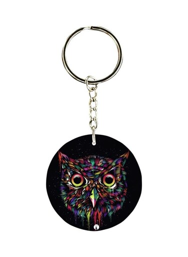Owl Face Printed Plastic Keychain