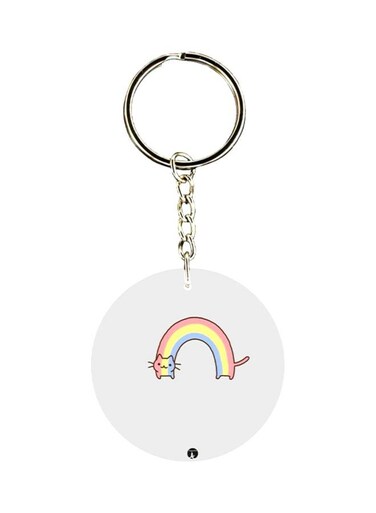 Cat Printed Plastic Keychain