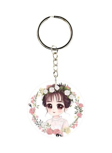 Girl Printed Plastic Keychain