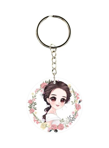 Girl Printed Plastic Keychain