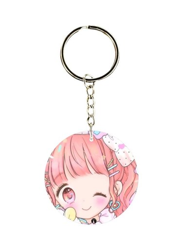 Anime Girl Printed Plastic Keychain