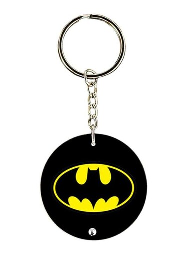 Plastic Batman Printed Keychain Black/Yellow
