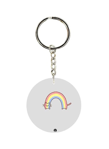 Cat Printed Plastic Keychain
