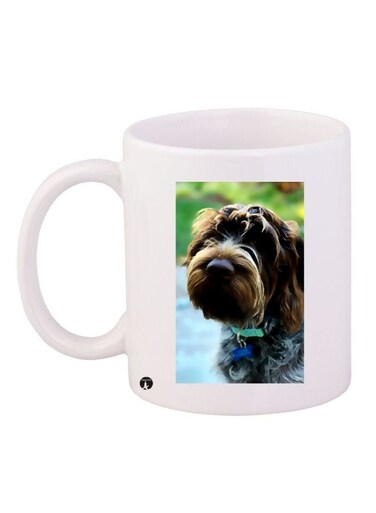 Dog Printed Coffee Mug White/Brown/Blue 11ounce