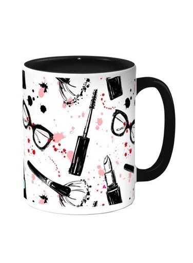 Makeup And Fashion Printed Coffee Mug Black/White 11ounce