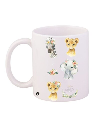 Cartoon Printed Coffee Mug White/Brown/Grey 11ounce