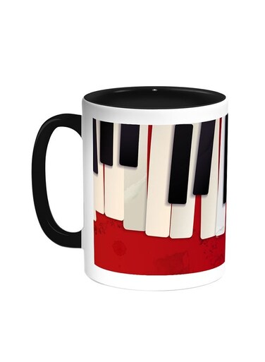 Piano Printed Coffee Mug Black/White 11ounce