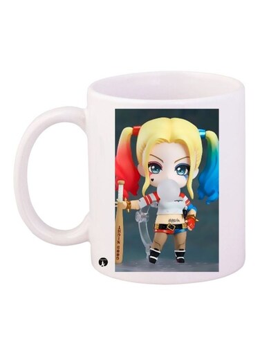 Cartoon Girl Printed Coffee Mug White/Yellow/Red 11ounce