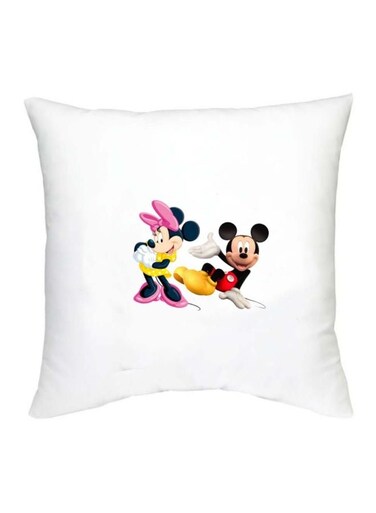 Mickey Mouse Printed Decorative Cushion White/Black/Yellow 16x16inch