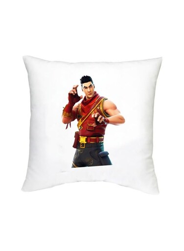 Fortnite Character Printed Decorative Cushion White/Red/Black 16x16inch