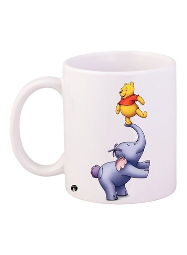 Winnie The Pooh Printed Coffee Mug White/Red/Yellow 11ounce