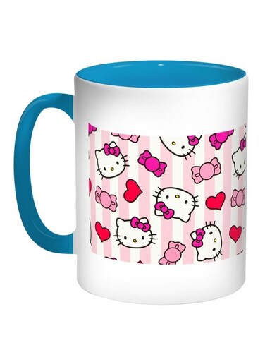 Hello Kitty Printed Coffee Mug Turquoise/Pink/Red 11ounce