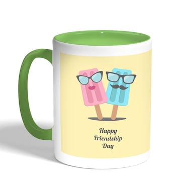 Happy Friendship Day Printed Coffee Mug, Green 11 Ounce