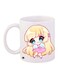 Cartoon Girl Printed Coffee Mug White/Pink/Yellow 11ounce
