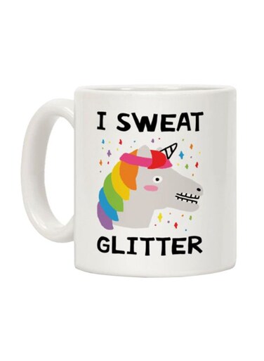 I Sweat Glitter Unicorn Printed Coffee Mug White