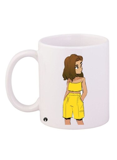 Cartoon Printed Coffee Mug White/Yellow/Brown