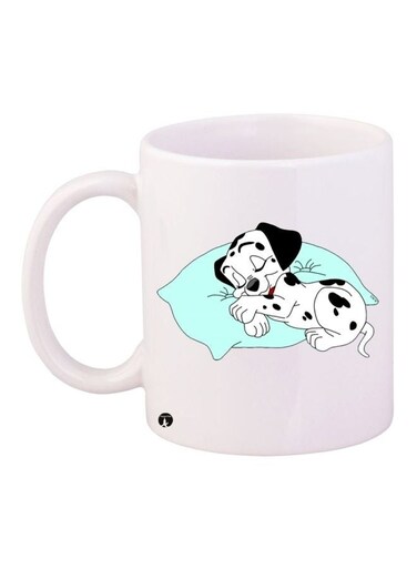 Cartoon Dog Printed Coffee Mug White/Black/Blue 11ounce