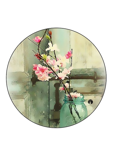 Flowers Printed Fridge Magnet Round Multicolour