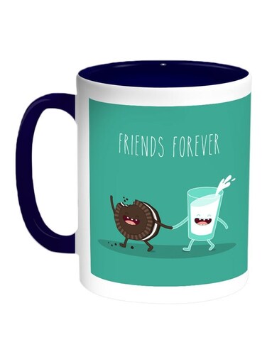 Friends Forever Printed Coffee Mug Green/Brown/Blue 11ounce