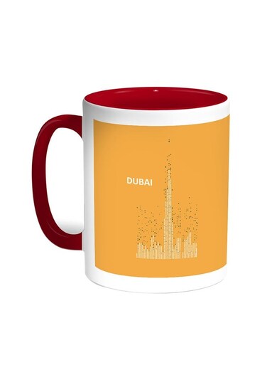 Abstract Drawing - Dubai Towers Printed Coffee Mug Red/White 11ounce