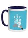Keep Calm And Ask Question Printed Coffee Mug Blue/White/Orange 325ml