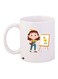 Cartoon Girl Themed Coffee Mug White/Brown/Blue 11ounce