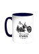 Motorcycle Printed Coffee Mug Blue White 11 ounce