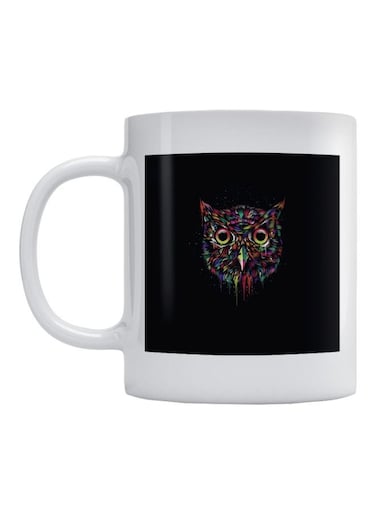 Owl Printed Coffee Mug White/Black/Green