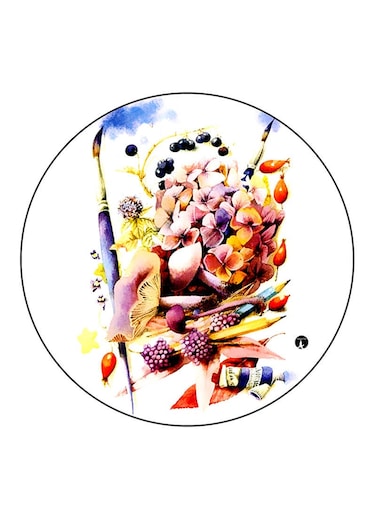 Flowers Printed Fridge Magnet Round Multicolour
