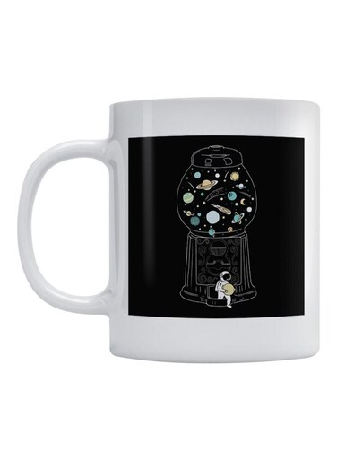 Astronaut Printed Mug White/Black/Yellow 350ml