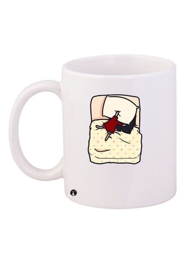 Cartoon Printed Coffee Mug White/Beige/Brown 11ounce