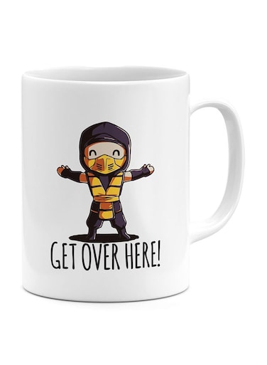 Cute Scorpion Mortal Kombat Printed Mug White/Black/Yellow