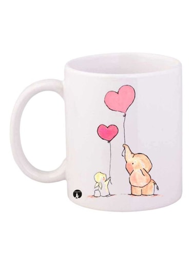 Animal Printed Mug Pink Orange White 11 ounce